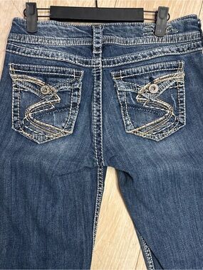 Silver Jeans Co Suki Surplus Bootcut Jeans Mid Rise Distressed Stretch Denim
